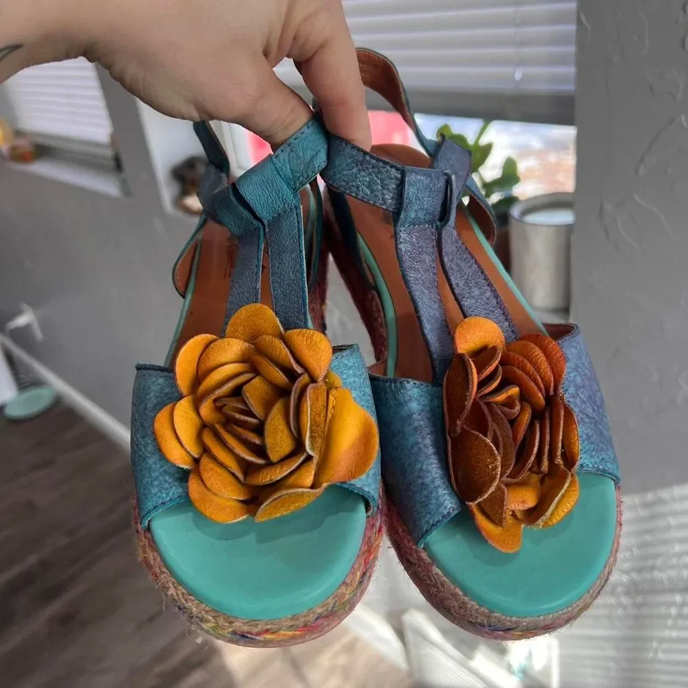 Artsy Boho Festival L'ARTISTE Tempest Leather Sandals - Picture 2 of 6